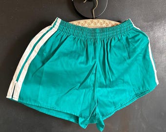 Vintage Green Athletic Satin Shorts 80s Track Style