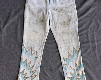 90s High Waist Abstract Print Statement Jeans Denim