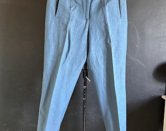 Vintage Laurel Linen Silk Pants W30, Germany, 90s Escada Line, High Waist Tailored Trousers