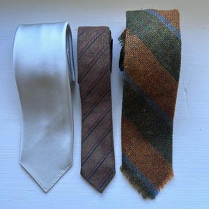 Set of 3 Vtg Wool Suede Silk Neckties