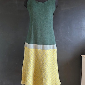 Sleeveless Colorblock Wool Blend Dress Long Lined Skirt Mod Style, size M