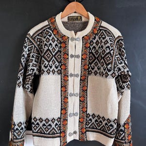 Vtg Nordstrikk Fair Isle Wool Knit Cardigan size M-L