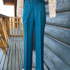 80s Women High Waist Pleated Wool Pants