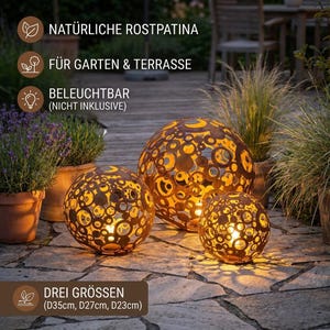 Metal Decorative Sphere, Openwork Rings, Rustic Garden Loft Ornament image 4