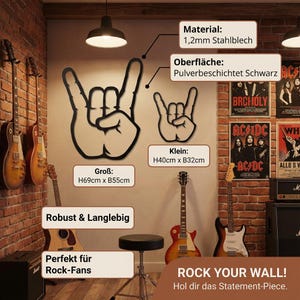 American Rock Hand “Hell Yea” – Zwarte Laser-Cut Metalen Wanddecoratie Rock & Roll