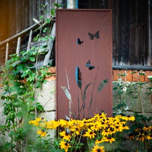 Pannello da Giardino in Acciaio Corten – Schermo Decorativo con Prato di Fiori Selvatici