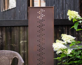 Rustiek Metalen Tuinscherm – Corten Stalen Privacy Paneel met Midden Geometrisch Patroon