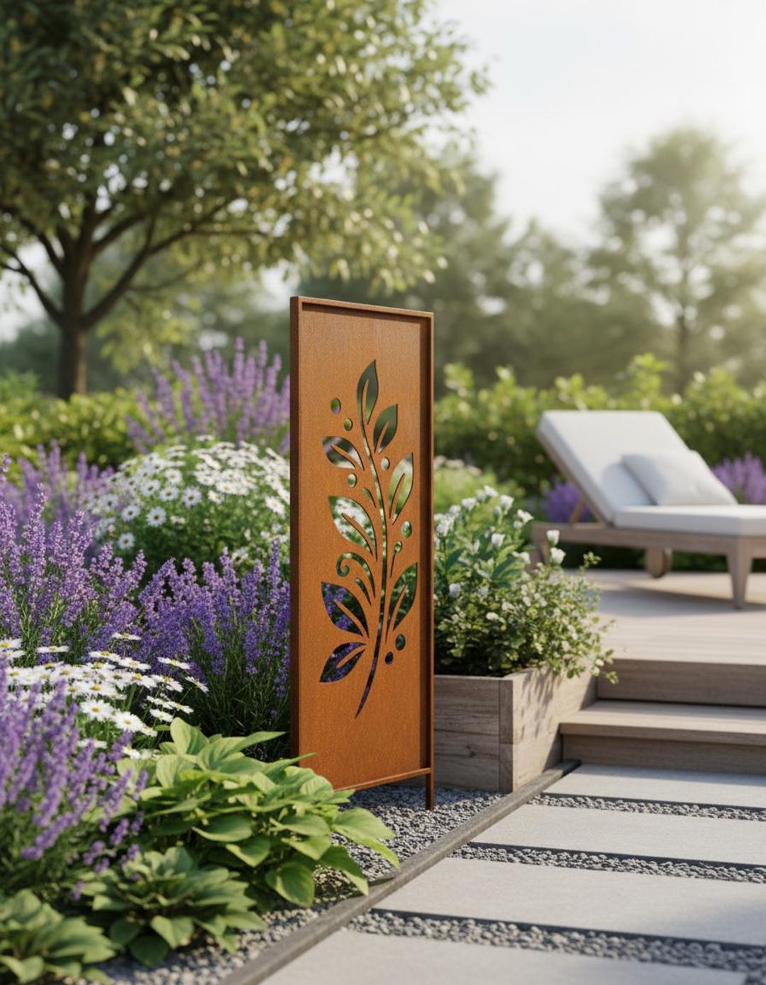 Steel Leafs Garden Screen – Laser Cut Metal Privacy Panel, Corten Style ...