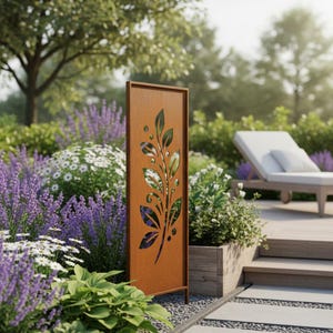 Rusty Steel Leaf Tuinscherm – Decoratief Metalen Privacy Paneel voor Buiten, Patio & Tuin