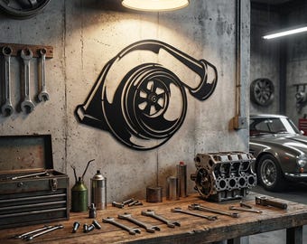 Turbo Metal Wall Art – Automotive Garage Decor