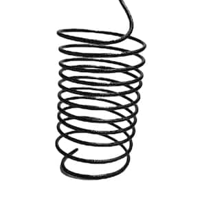 Könnte beinhalten: Eine schwarze Metallfeder mit einem Haken oben. Die Feder ist spiralförmig und hat eine glänzende Oberfläche.