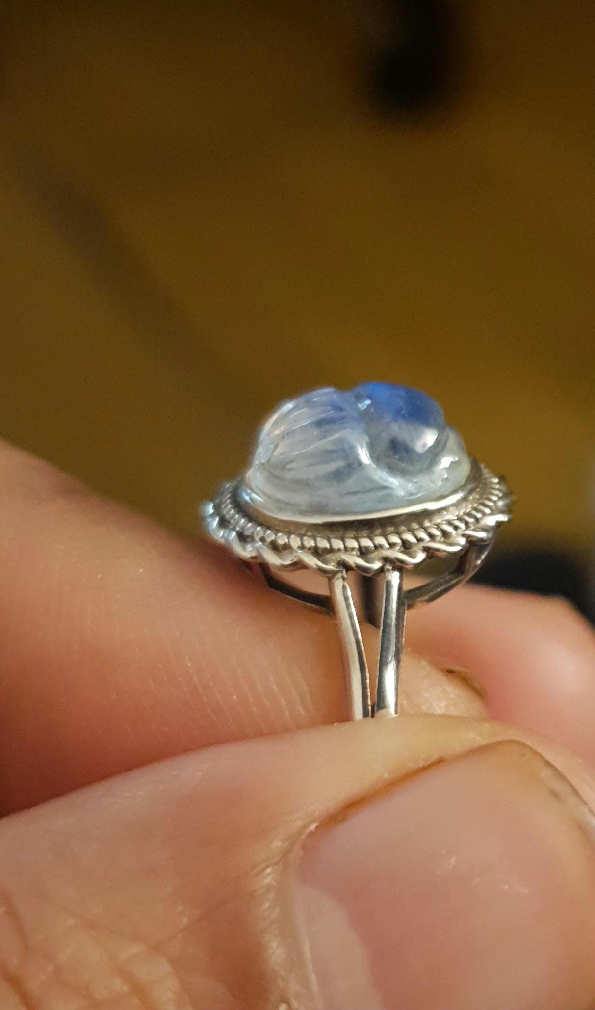 Bague Argent 925 Avec Pierre De Lune - Taille 54 (US 7) - Neuf Sans Emballage