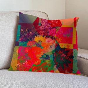 Colorful Patchwork Style Pillow Cover, Bright Color Cushion, Abstract Velvet Throw Pillow, Colorful Pillow, Modern Pillow Cases, 20x20inch