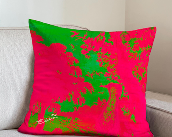 Birds of Paradise Velvet Cushion Cover, Hot Pink Green Decor (20x20 inch)