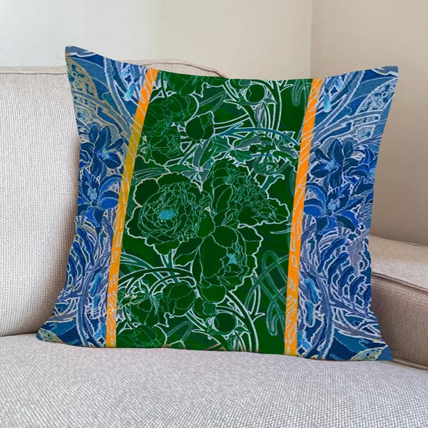 Funda de almohada de terciopelo floral estilo Liberty, cojín Art Nouveau, 50 cm (20 pulgadas)