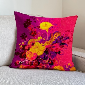 Floral pillow cover, Vintage Decorative tapestry style pillowcase, Retro rose flowers cushion cover, Baroque Pillow 20x20inch, 17th Century