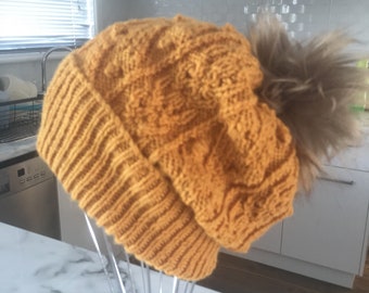 Handknitted Aran Slouchy