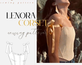 Patrón de costura de corsé: Bustier romántico estilo cottagecore (formatos A0-Carta-A4)