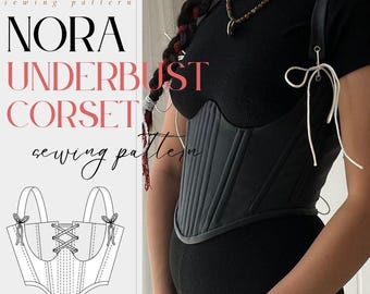 Modello di cucito per corsetto in pelle sotto il seno / Corsetto con cintura moderna / Modello digitale PDF (XXS-4XL)