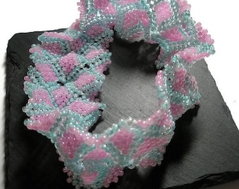 Pink and Aqua Seed Bead bracelet