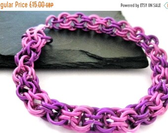 Chainmaille Bracelet jewelery Pink and Purple Triangle weave bracelet