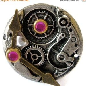 Steampunk Ring Pink Gothic adjustable antique Black