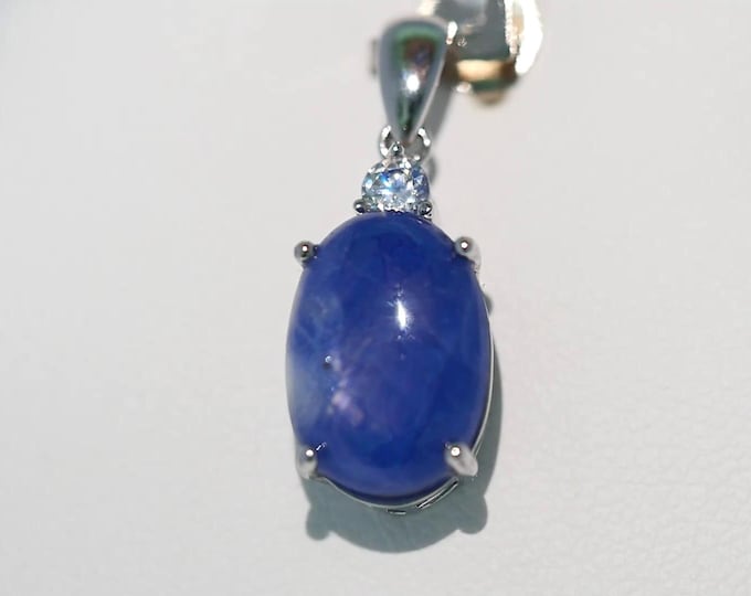 Blue Star Sapphire 925 Sterling Silver Pendant Necklace Gift for Her