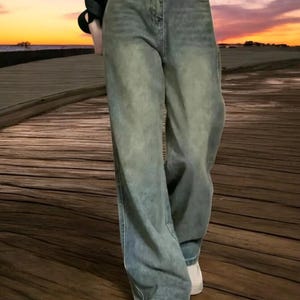Vintage 90s Baggy Wide Leg Jeans – High-Waist Loose Denim Pants, Y2K Streetwear for Women. Stylish & Comfortable Casual Everyday Trousers
