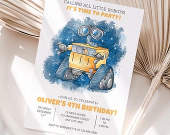 Wall-E Birthday Invitation, Editable Canva Template (Digital Download)