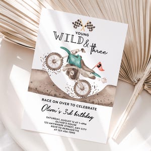 3ème anniversaire personnalisée de vélo tout terrain | Invitation imprimable de tierce partie de vélo de terre | Facile à imprimer et à partager