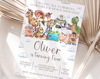 Toy Story Birthday Invitation, Editable Canva Template (Digital Download)