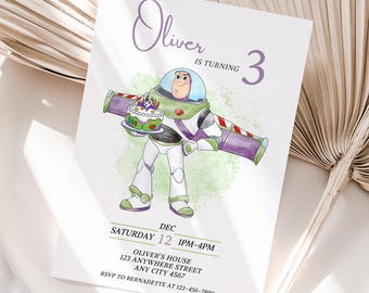Buzz Lightyear Toy Story Birthday Invitation, Editable Canva Template (Digital Download)