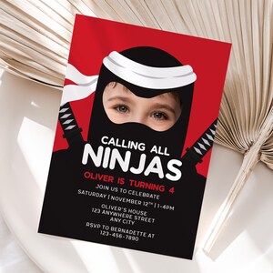 Gepersonaliseerde ninja-verjaardagsuitnodiging | Afdrukbare ninja-feestuitnodiging | Gemakkelijk af te drukken of online te delen | Snelle levering