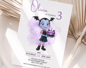 Vampirina Birthday Invitation, Editable Canva Template (Digital Download)