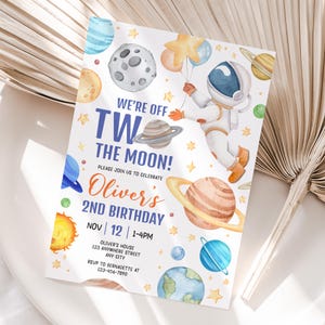 Invitación personalizada para segundo cumpleaños de Space / Invitación imprimible para segundo cumpleaños de Space / Fácil de imprimir y compartir / Entrega rápida