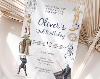 Star Wars Birthday Invitation, Editable Canva Template (Digital Download)