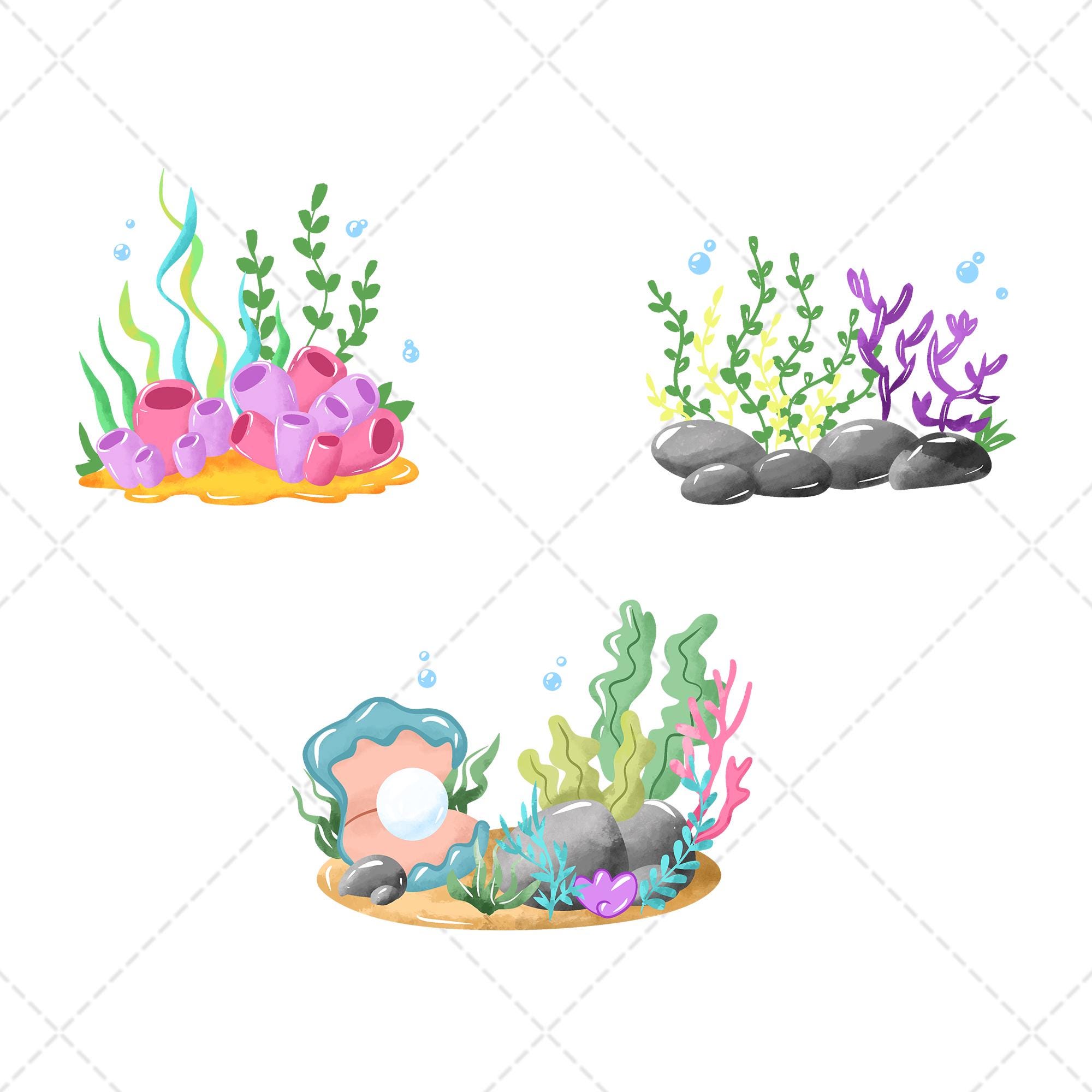 Mermaid Princess Clipart PNG Bundle, Watercolor Hand Drawn ...
