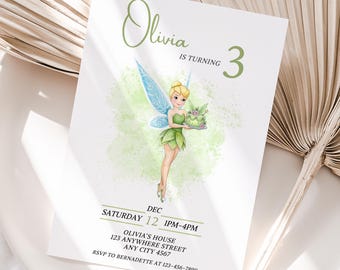 Tinkerbell Birthday Invitation, Editable Canva Template (Digital Download)