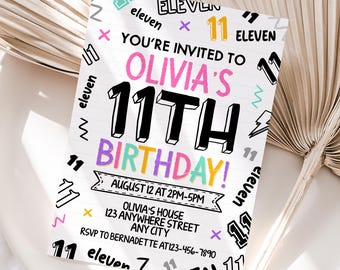 Preppy Doodle Birthday Invitation – Personalized Kids Party Invite – 5x7 or 4x6 JPG/PDF Digital Download