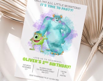 Monsters Inc Birthday Invitation – Personalized Kids Party Invite – 5x7 or 4x6 JPG/PDF Digital Download
