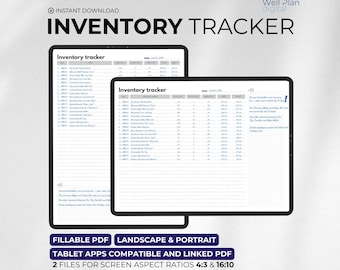 Digital Inventory Tracker, Inventory Sheet, Small Business Organizer, Product Inventory List, Digital and Fillable FDF