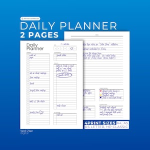 Planificador diario minimalista imprimible: Agenda diaria, cuaderno sin fecha (descarga digital)