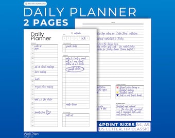 Planejador diário: Agenda diária imprimível, caderno sem data (download digital)
