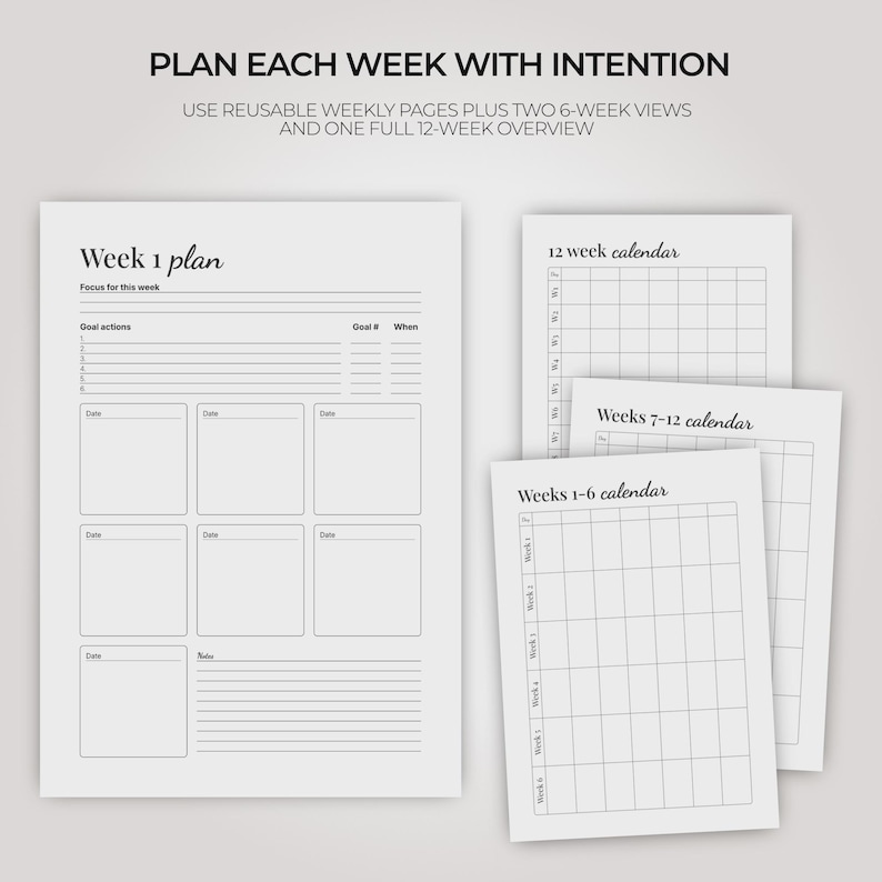 12 Week Year Planner Printable | 90 Day Goal Setting System & Quarterly ...