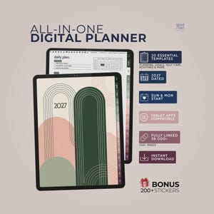 2027 Digital Planner for iPad & Android | Fully Hyperlinked All in One Dated Agenda with 38k Links | Life Organizer, GoodNotes PDF