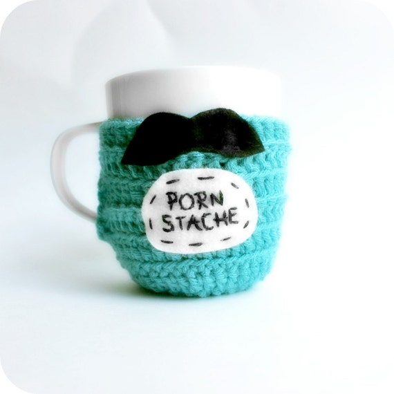 Mug Cozy, Tea Cozy, Porn Stache, stocking stuffer for boyfriend, crochet,  handmade, funny gift for husband from wife, coffee cup, mustache
