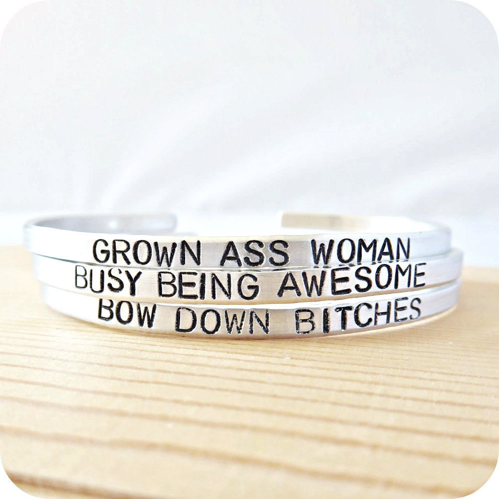 Funny Bracelet Skinny Cuff inspirational bracelets for Etsy