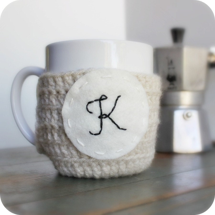 Personalized Coffee Mug Cozy Tea Cosy cream black white Etsy