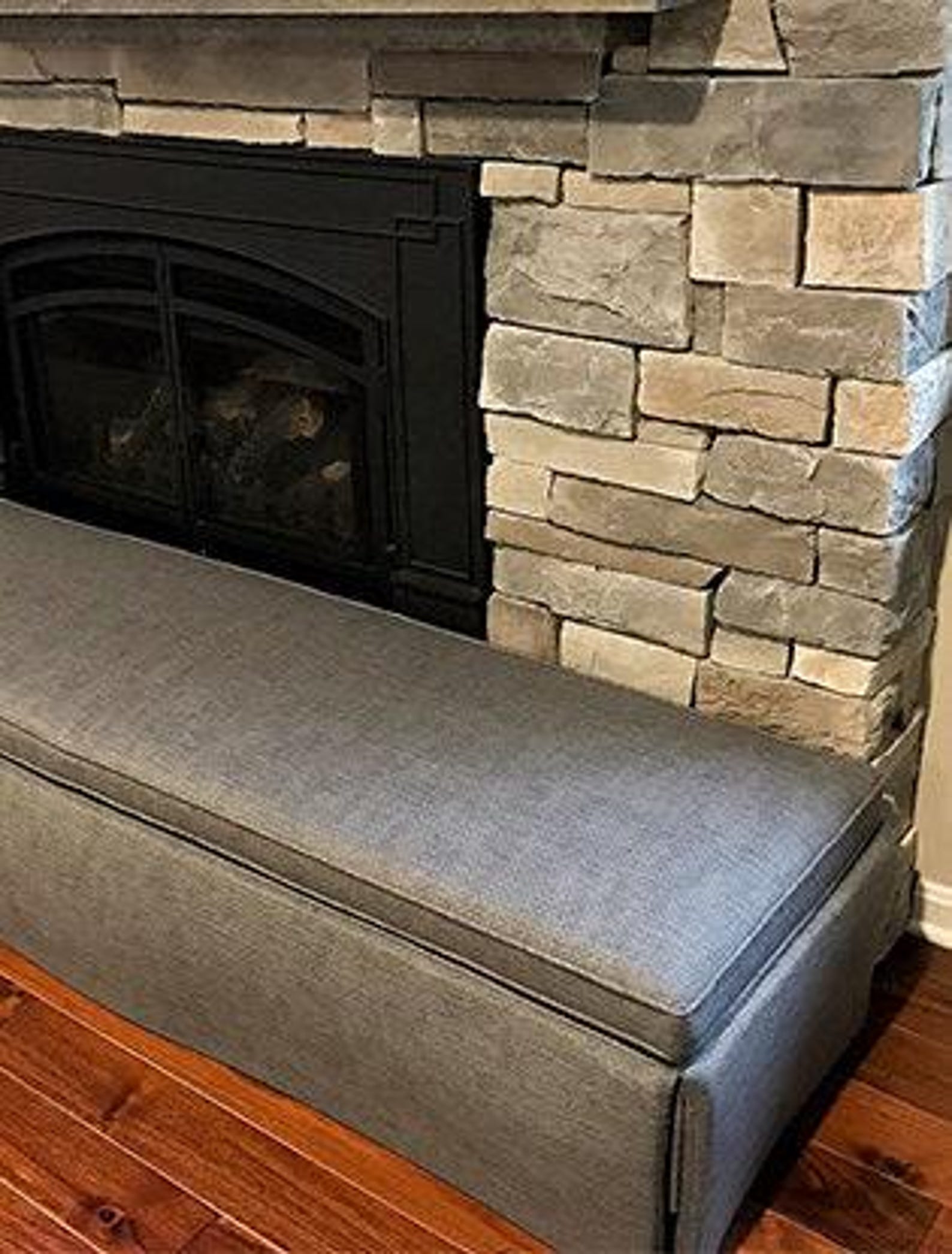 Custom Fireplace Cushion 21" to 28" Deep by 73" to 84" Long Hearth Seat