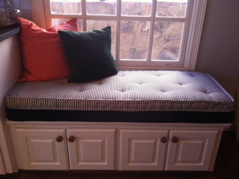 Custom Button tufted Window Seat Cushion with Cording Etsy